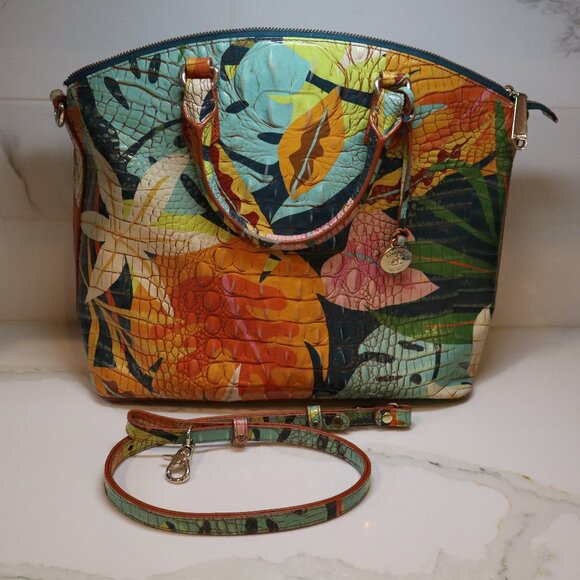 Brahmin Large Duxbury Retro Jungle Melbourne satchel with shoulder strap EUC - Picture 4 of 11